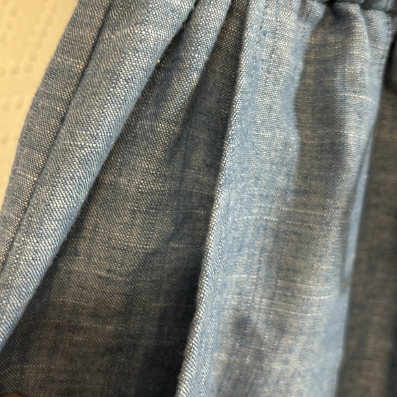 FRNCH Paris chambray denim blue drawstring loose linen shorts high rise - Picture 2 of 6